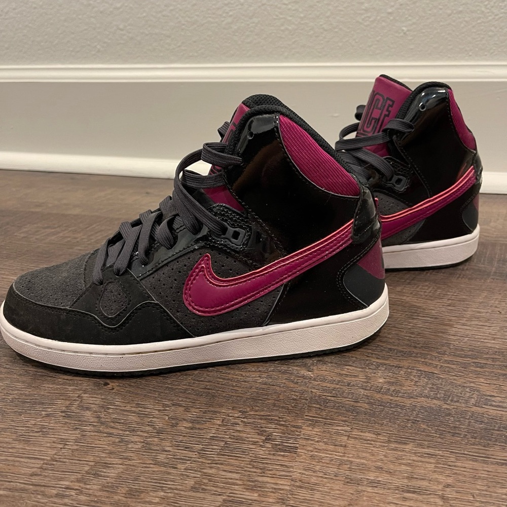 Black & rose pink/purple Nike high tops